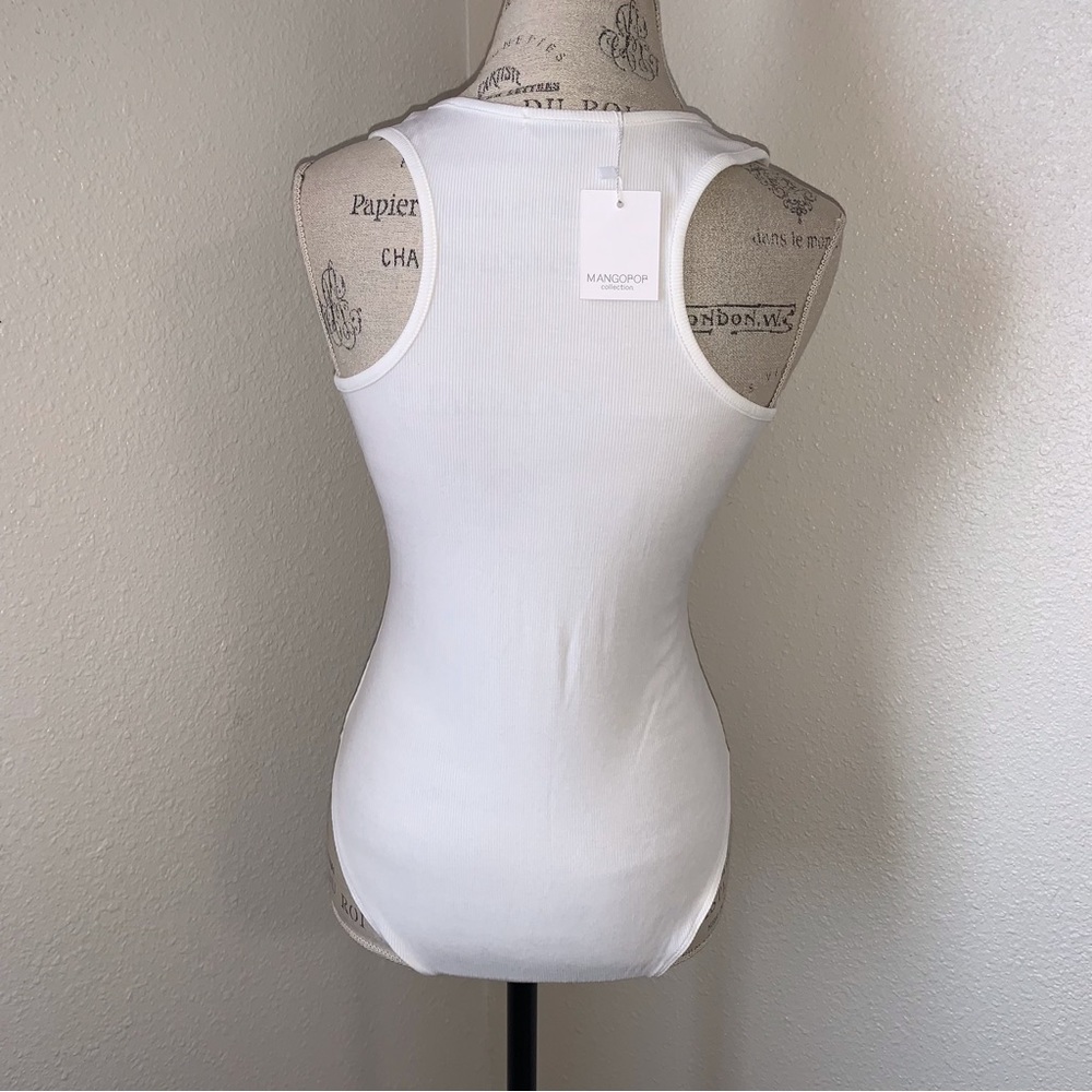 Mangopop Ribbed Racerback Bodysuit Tank Top - Picture 8 of 13